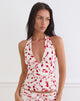 Image of Corsita Top in Cream with Red Leafy Lily Flock