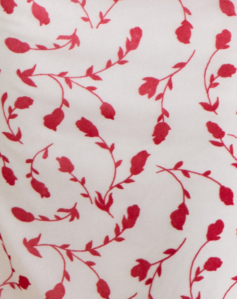 Image of Corsita Top in Cream with Red Leafy Lily Flock