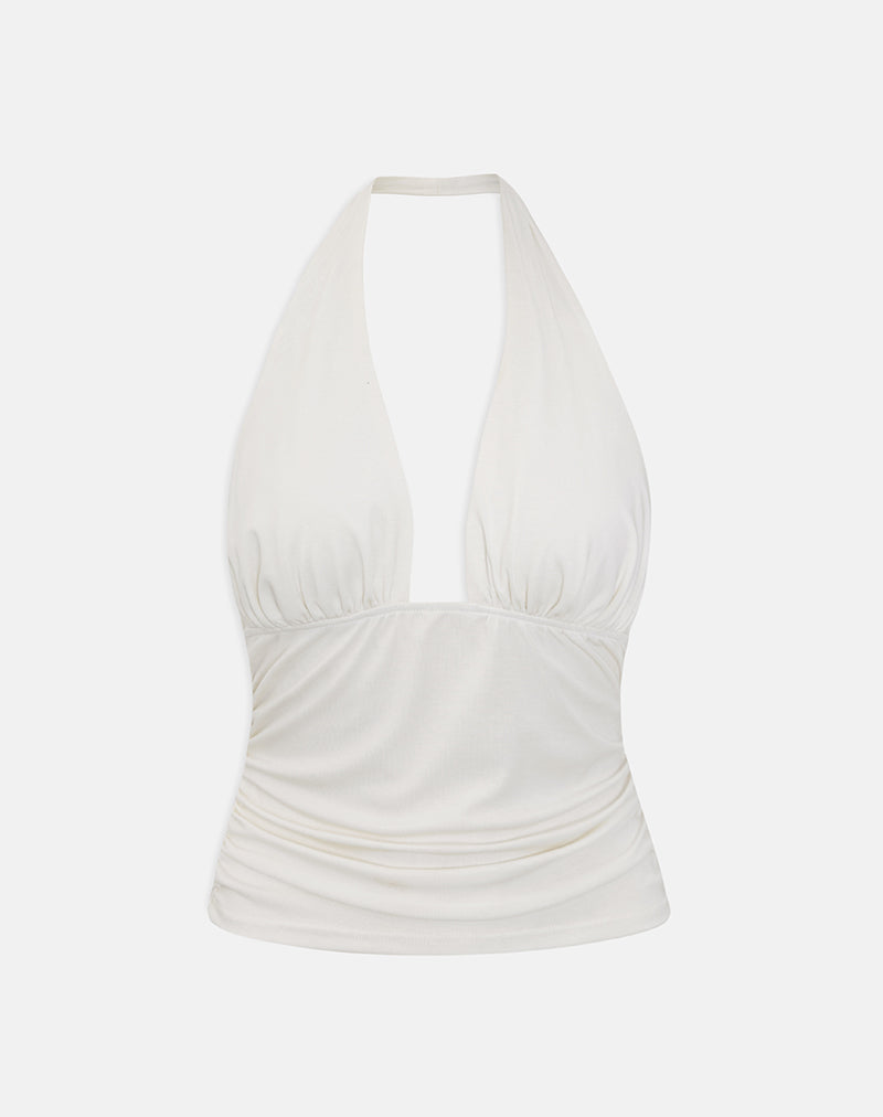 Image of Cosimo Halterneck Top in Cream Eco Lyocell