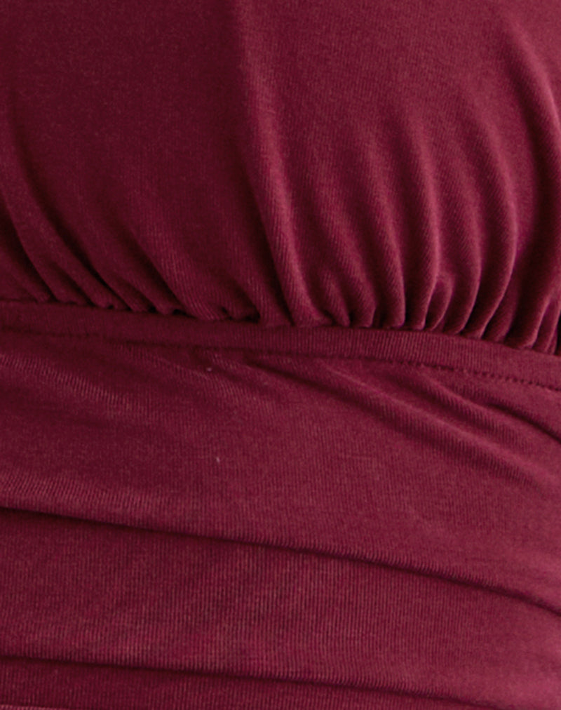 Image of Cosimo Halterneck Top in Cupro Dark Red
