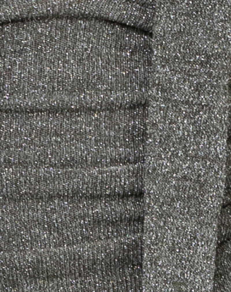 Image of Cosimo Halter Neck Top with Scarf in Glitter Knit Khaki