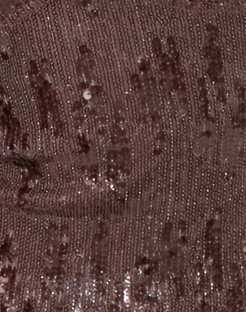 Image of Cosio Halterneck Top in Mixed Sequin Brown
