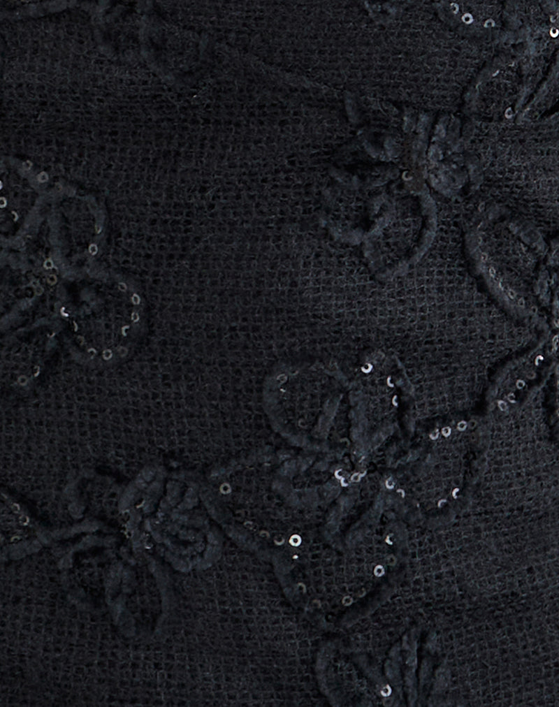 Image of Cosio Halter Top in Sequin Knit Black