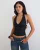 Image of Cosio Halter Top in Sequin Knit Black