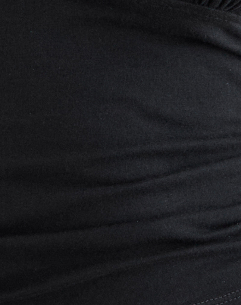 Image of Cosmo Halterneck Top in Black with Swirly Floral Embroidery