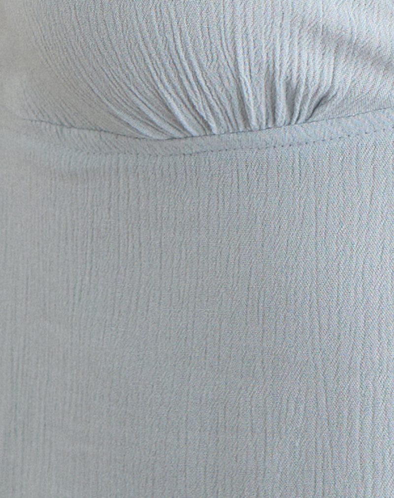 Image of Crinas Halter Top in Crinkle Grey Blue