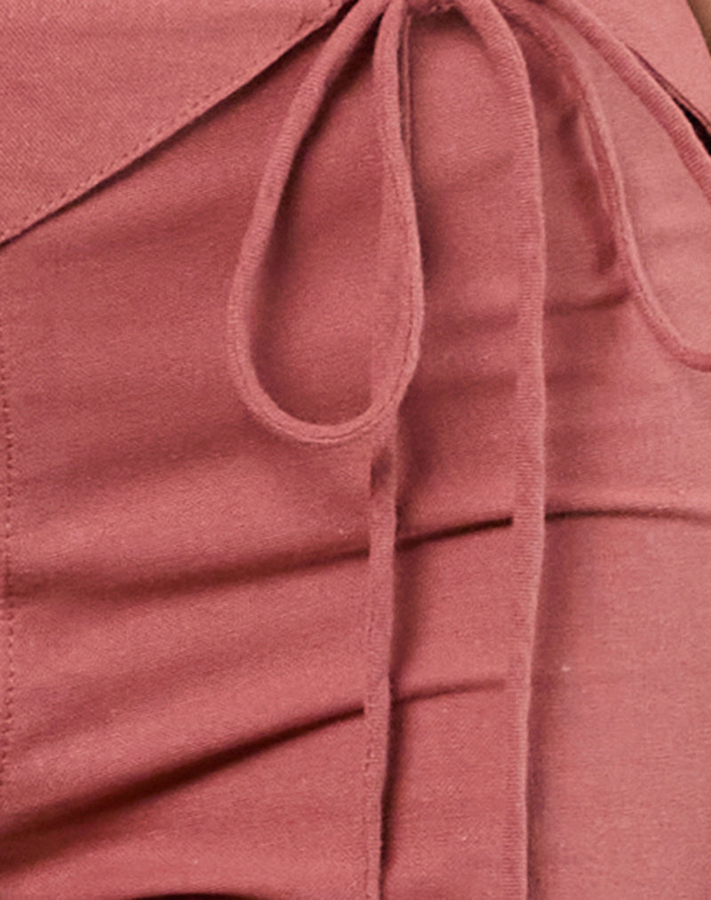 Image of Cursa Trouser in Linen Tuscan Red with Belt