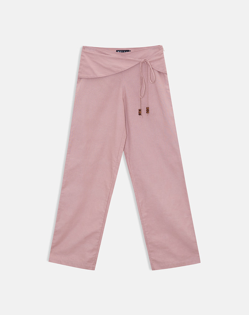 Image of Cursa Trouser in Linen Dusty Rose with Belt