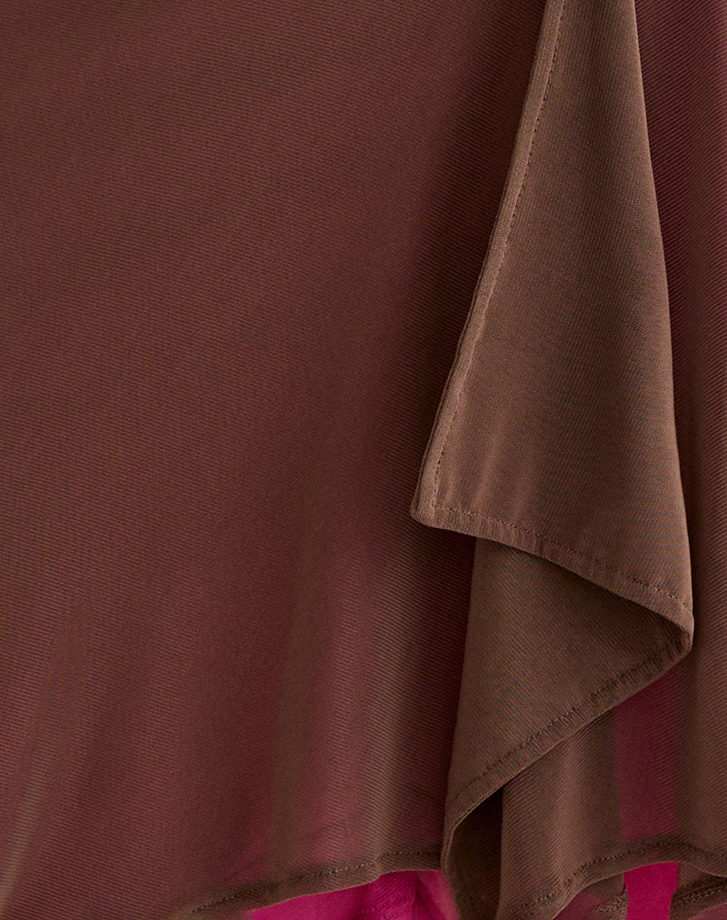 Image of Erinhadi Midi Skirt in Mesh Brown with Hot Pink Lining