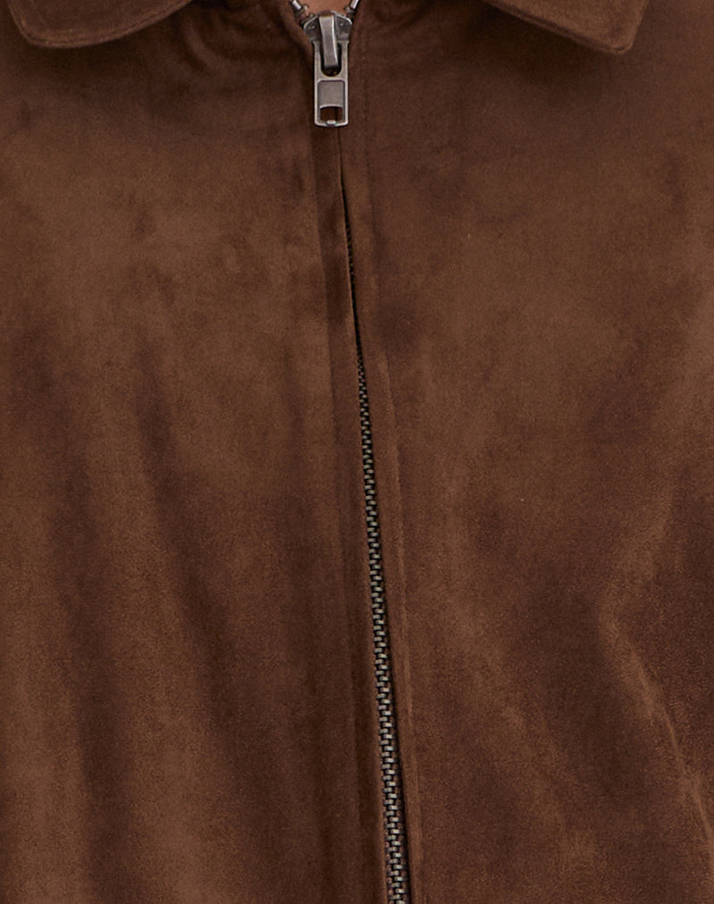 Image of Cavita Jacket in Faux Suede Brown
