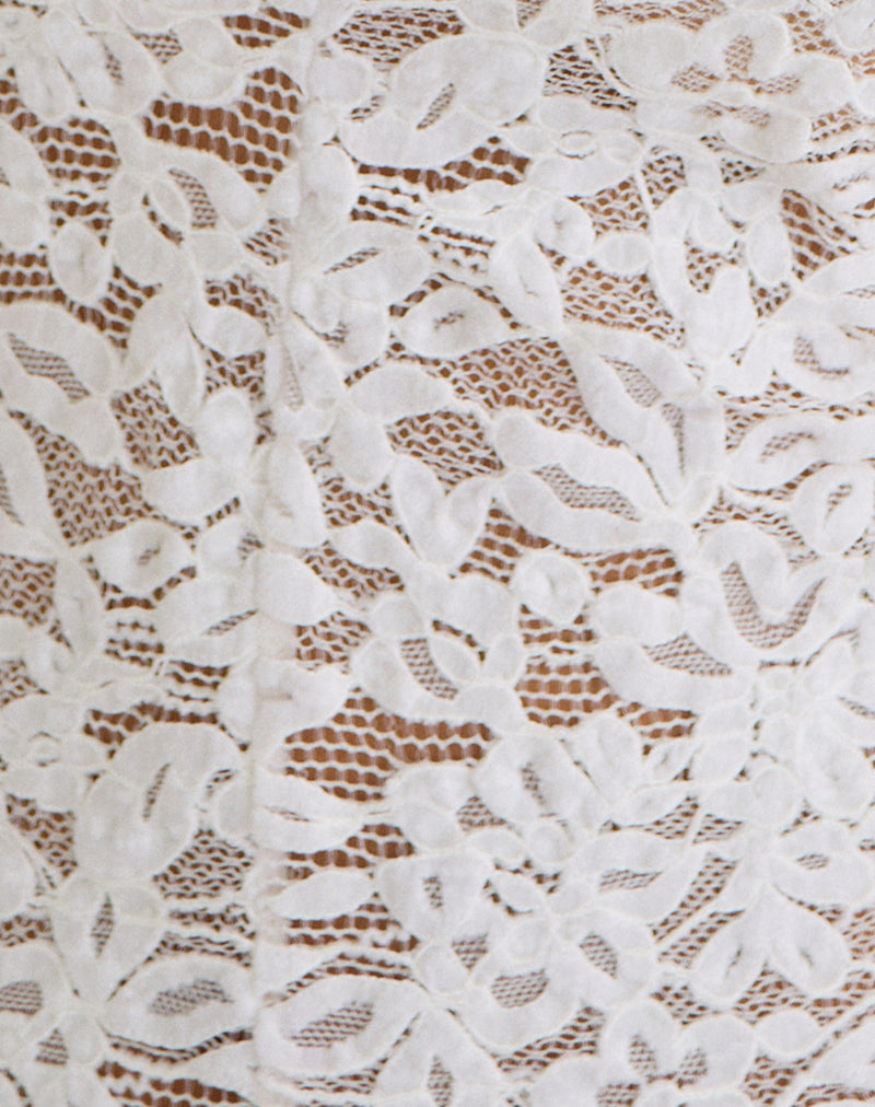 Image of Dainy Plunge Halterneck Top in Lace White