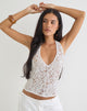 Image of Dainy Plunge Halterneck Top in Lace White