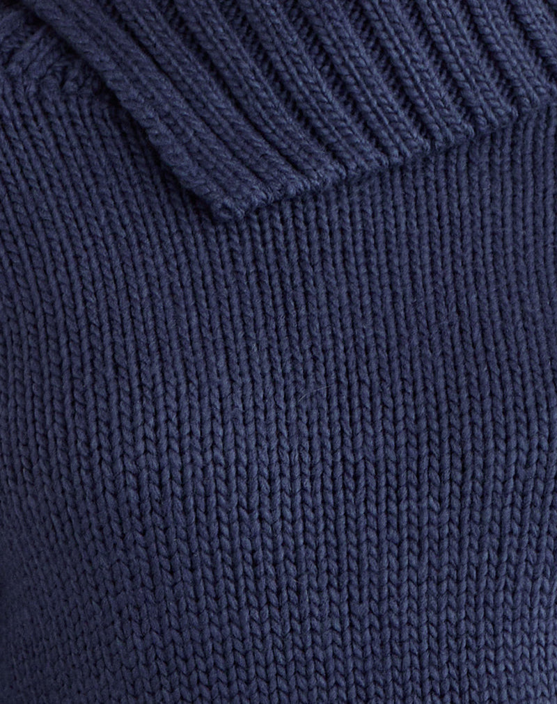 Image of Dajah Fold Over Jumper in Knit Navy