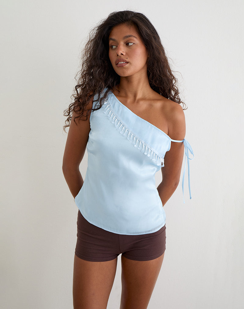 Image of Dalvia Top in Satin Organza Light Blue