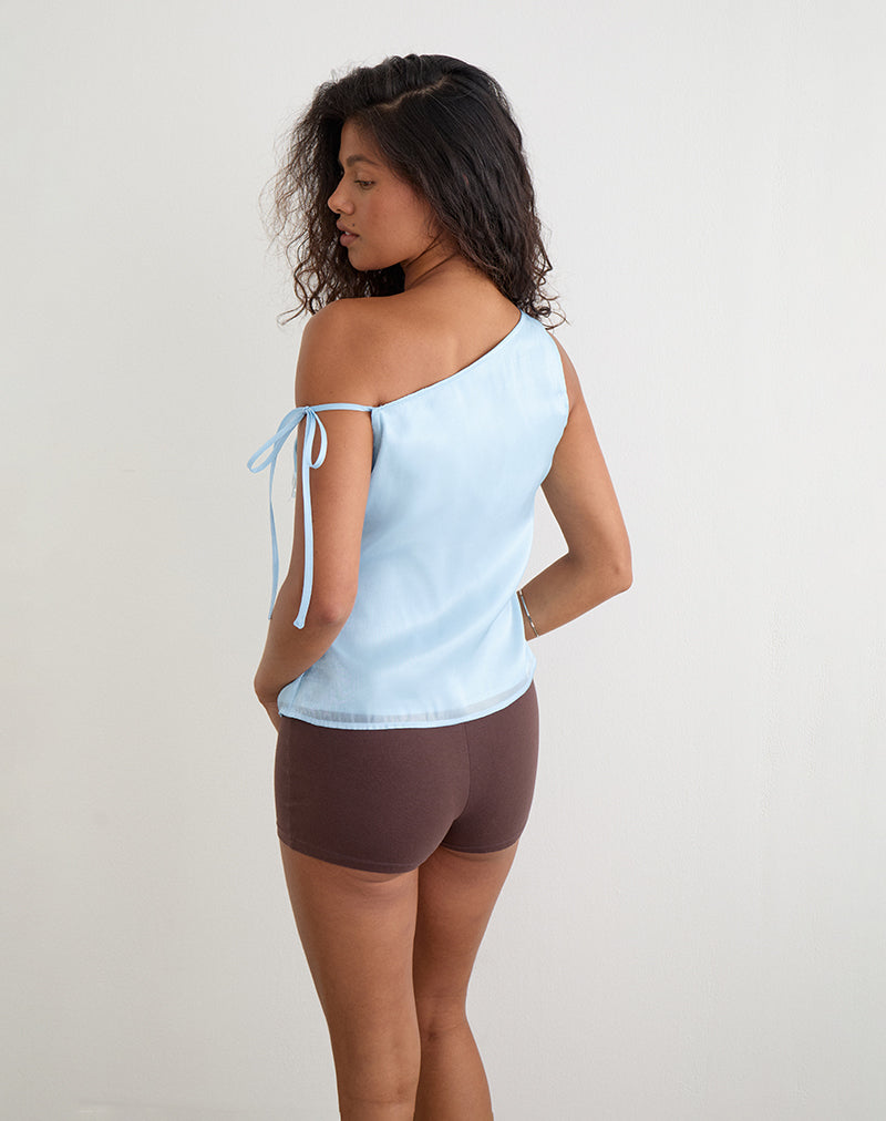 Image of Dalvia Top in Satin Organza Light Blue