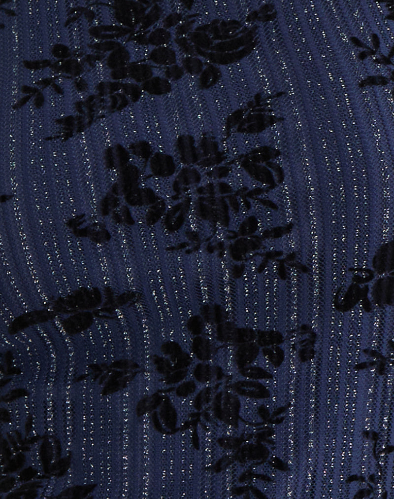Image of Damske Vest Top in Flocked Shimmer Plisse Navy