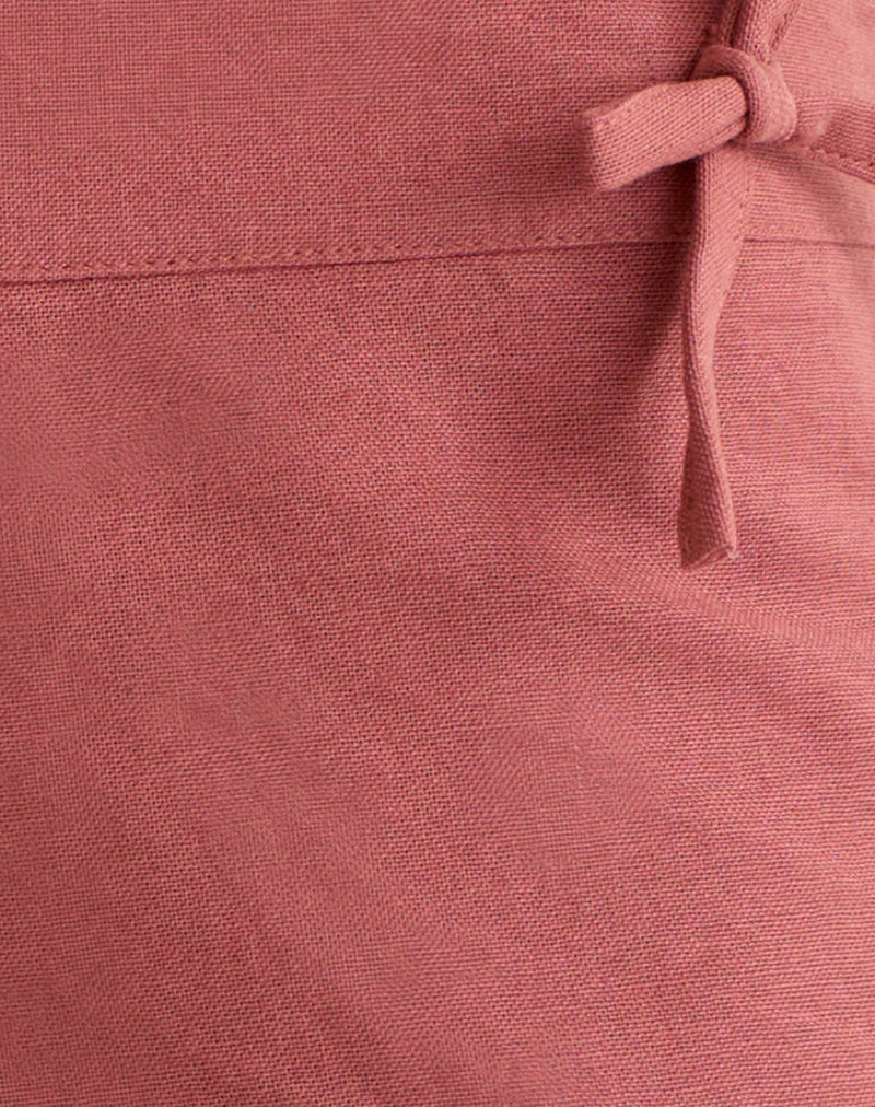 Image of Blazy Tie Short in Linen Tuscan Red