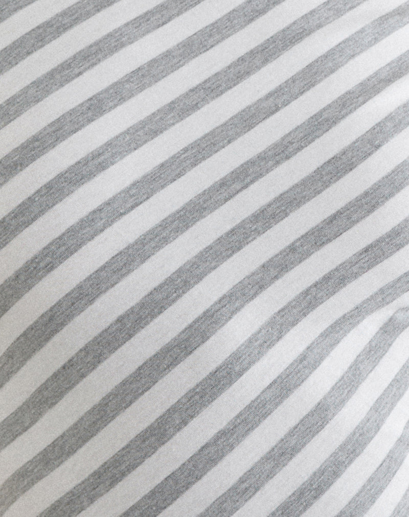 Image of Danama One Shoulder Top in Rayon Jersey Grey and White Stripes