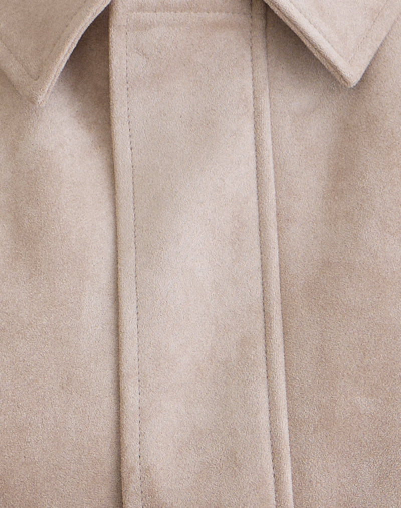 Image of Dante Boxy Jacket in Faux Suede Tan