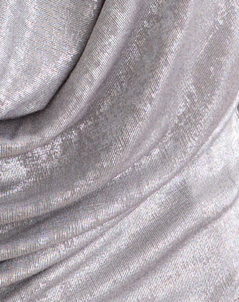 Image of Danuja Cowl Top in Metallic Slinky Silver