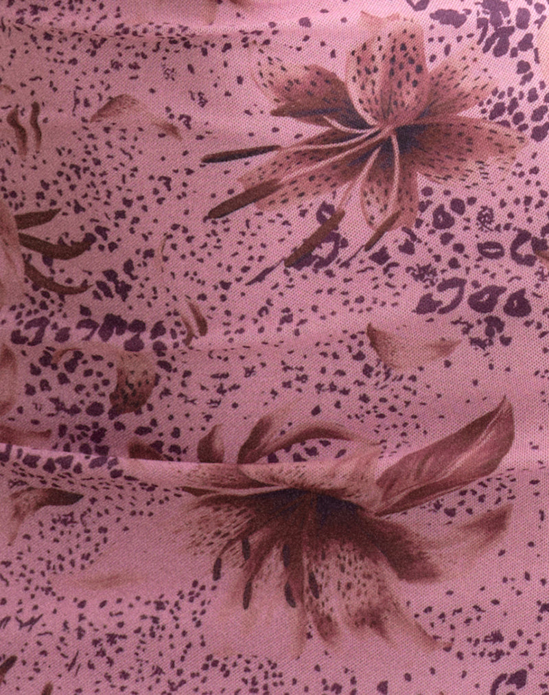 Image of Dapila Halterneck Mini Dress in Mesh Animal Lily Mauve