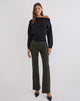 Image of Darias Low Rise Flare Trouser in Dark Khaki