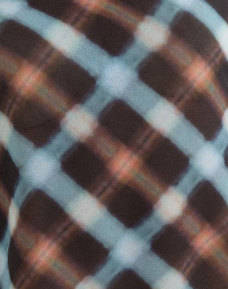 Image of Darini Asymmetric Top in Chiffon Black and Blue Hazy Check