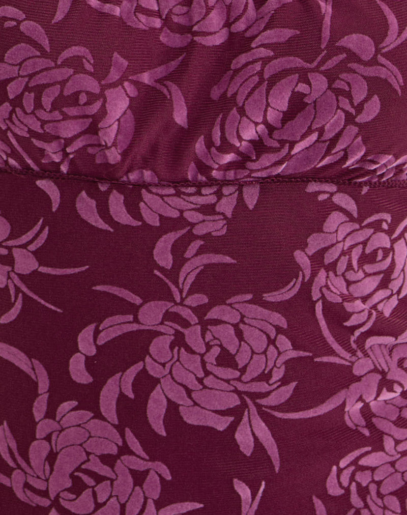 Image of Darsih Maxi Dress in Flock Shadow Leaf Plum