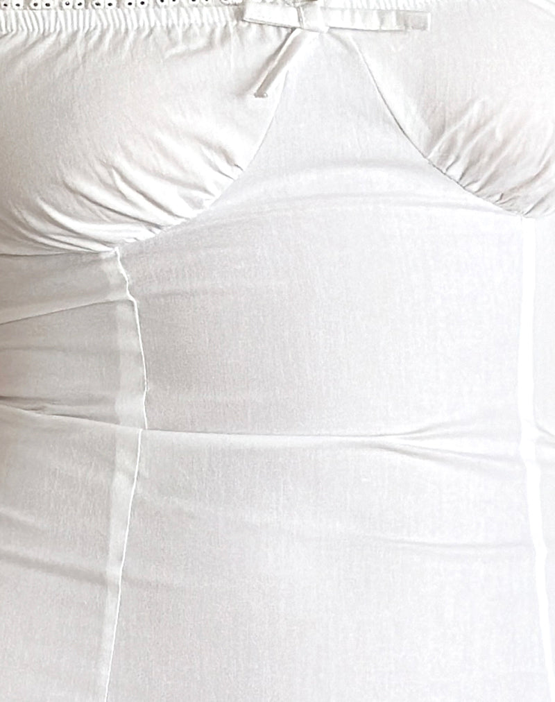 Image of Dasilita Off Shoulder Mini Dress in White Poplin