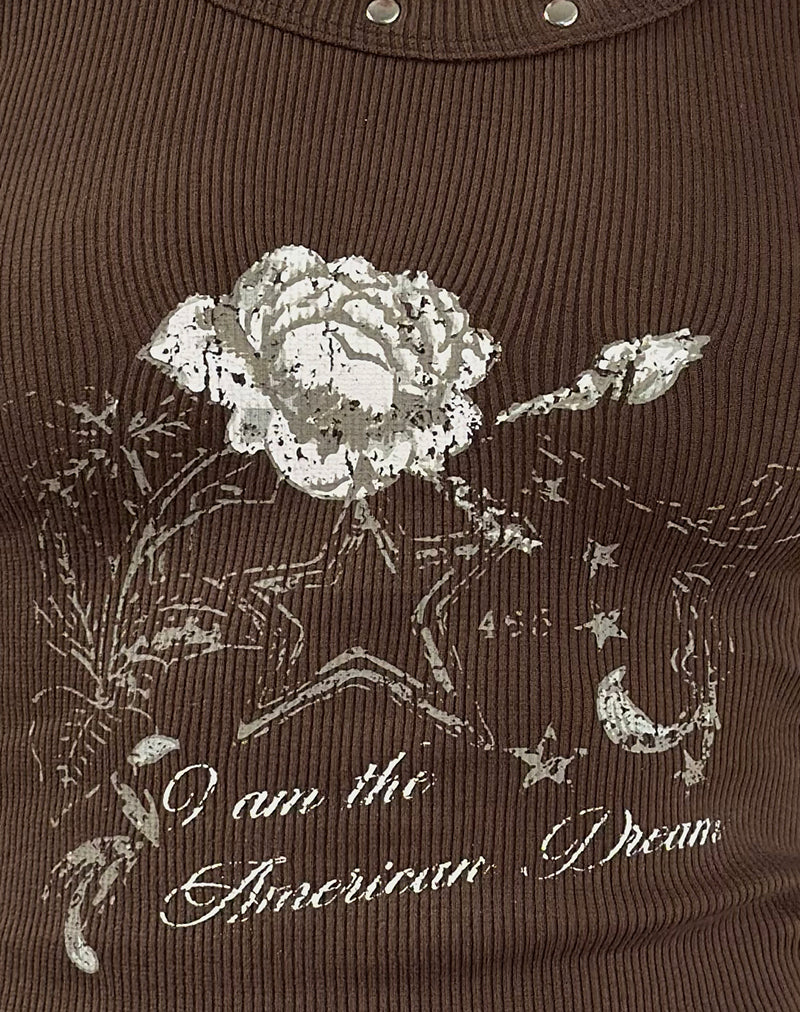 Image of Daxio Vest Top in Cocoa American Dream with Studs