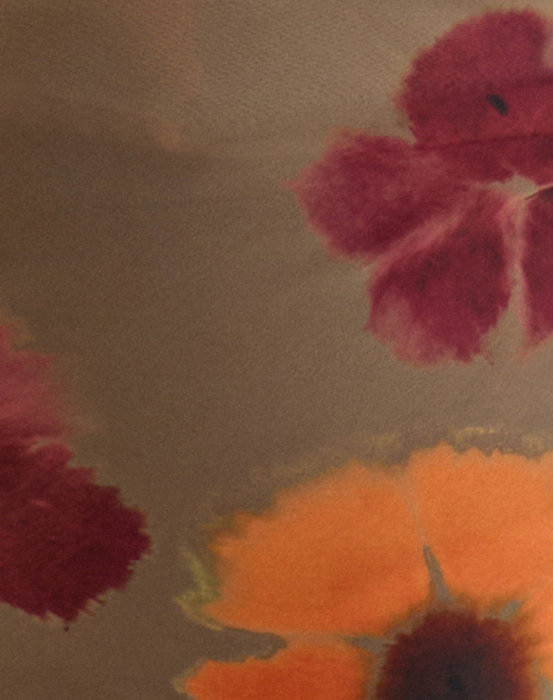 Image of Arpi Square Scarf in Chiffon Petals Script Olive