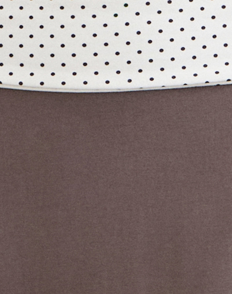Image of Adah Midi Skirt in Peppercorn with White Polka Dots Waistband