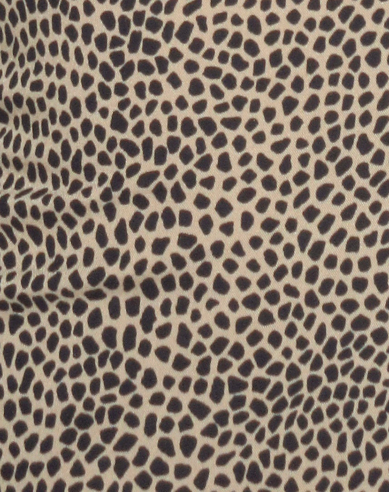 Image of Delaine Halterneck Mini Dress in Croc Tan