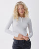 Image of Delano Top in White with Micro Polka Black Print
