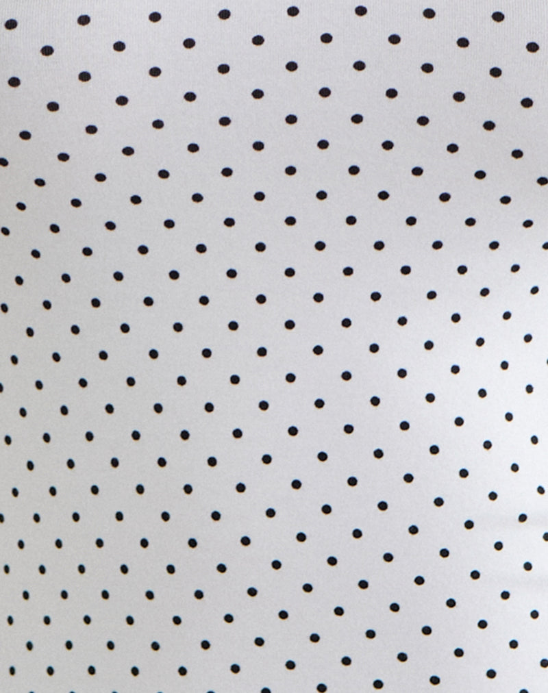 Image of Delano Top in White with Micro Polka Black Print