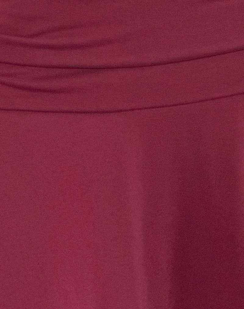 Image of Delita Mini Skirt in Cupro Burgundy