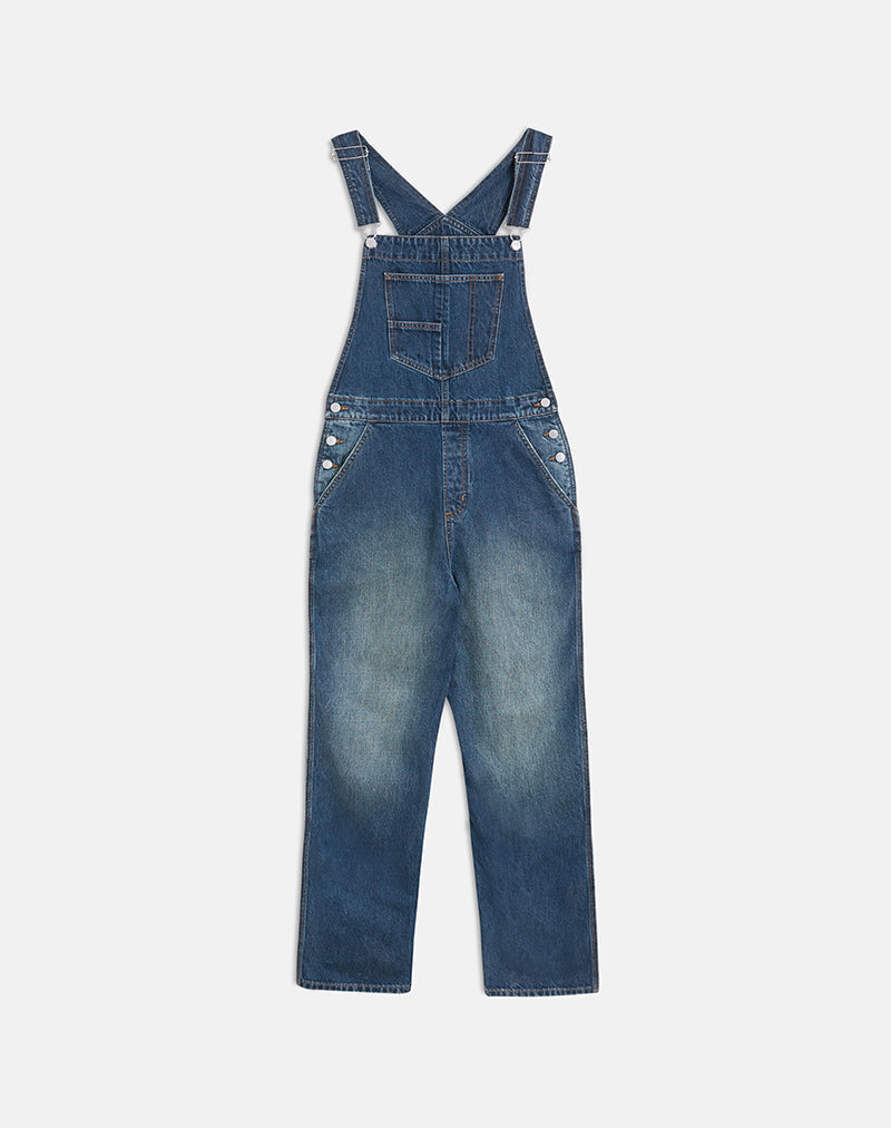 Image of Denim Overalls in Mid Blue Tint