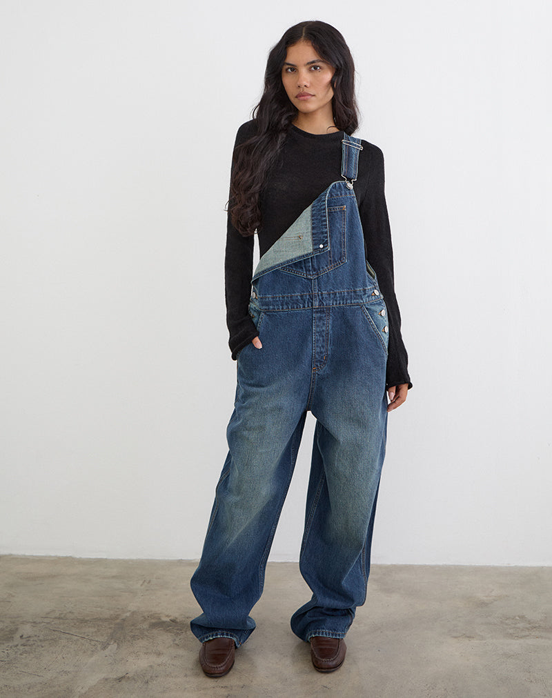 Image of Denim Overalls in Mid Blue Tint