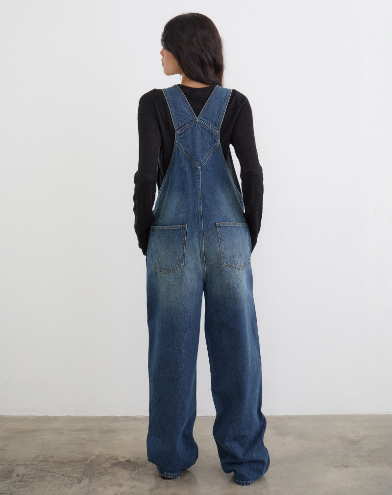 Image of Denim Overalls in Mid Blue Tint
