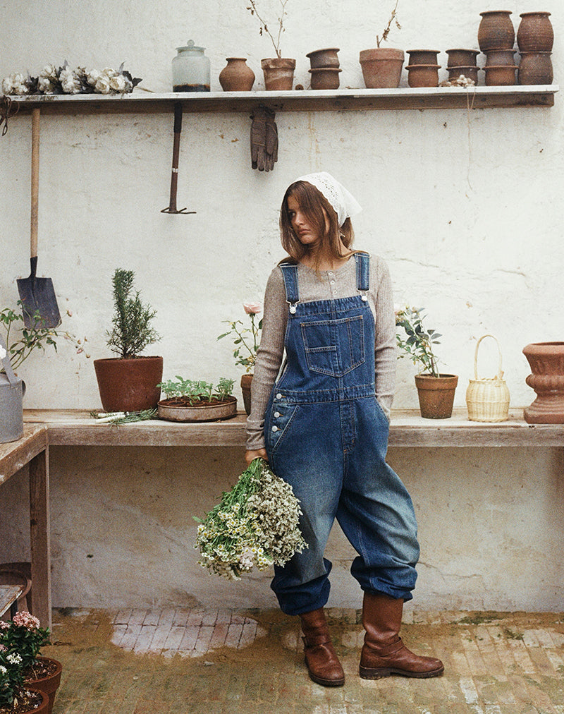 Image of Denim Overalls in Mid Blue Tint