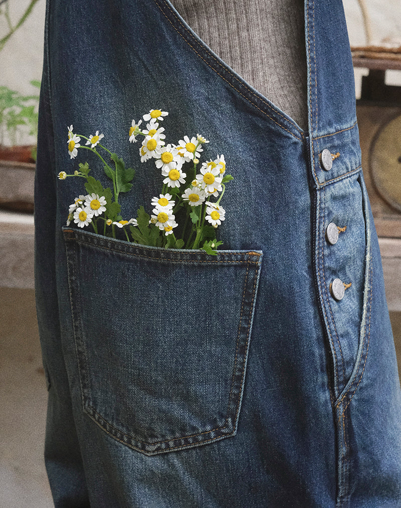 Image of Denim Overalls in Mid Blue Tint