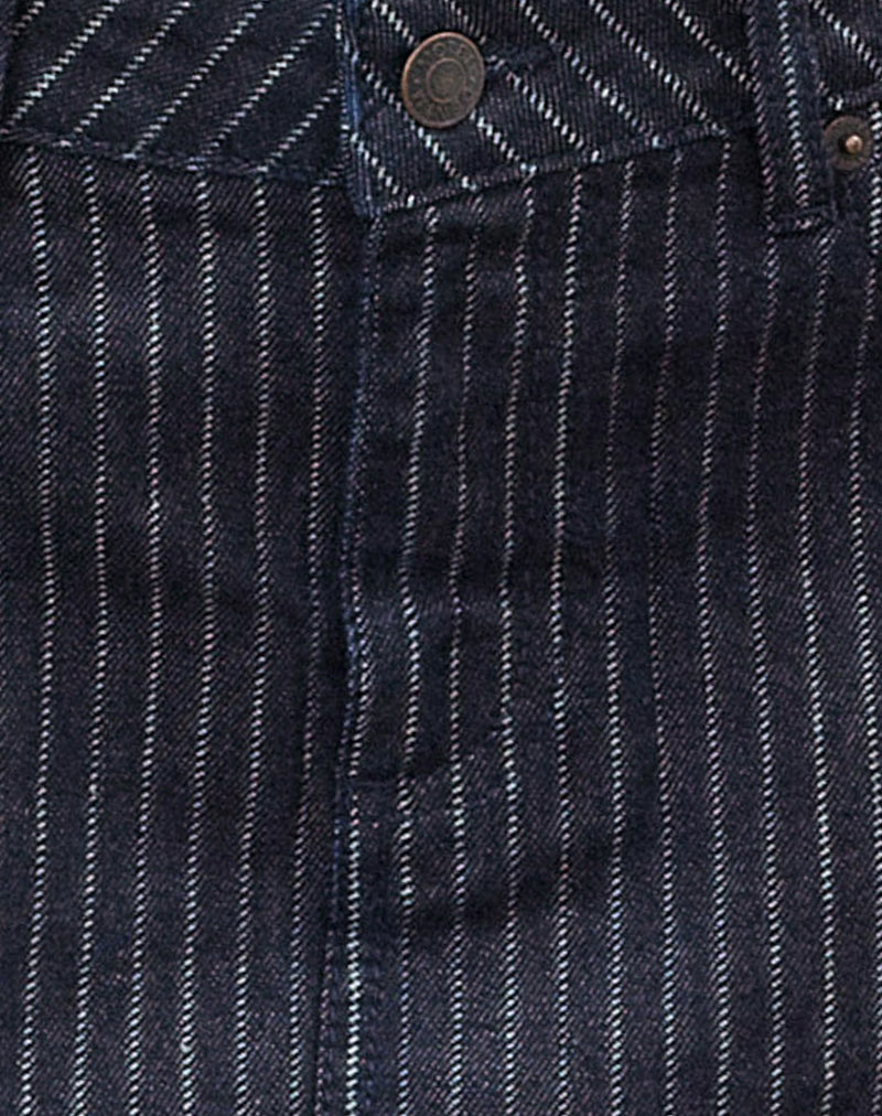 Image of Denim Mini Skirt in Stripe Indigo