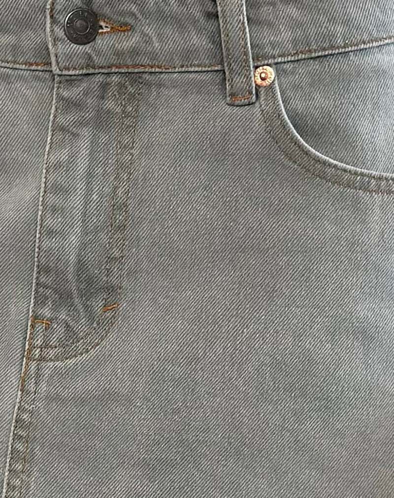 Image of Denim Raw Hem Mini Skirt in Grey Bleach