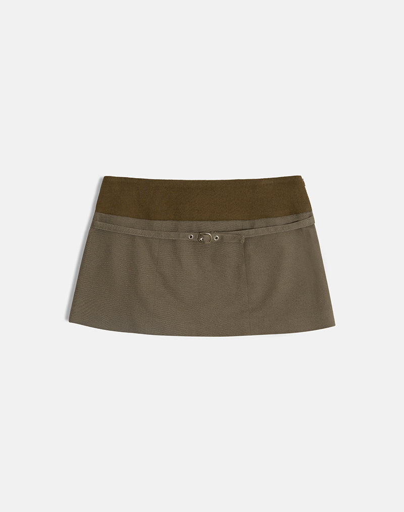 Image of Desau Mini Skirt in Twill Khaki