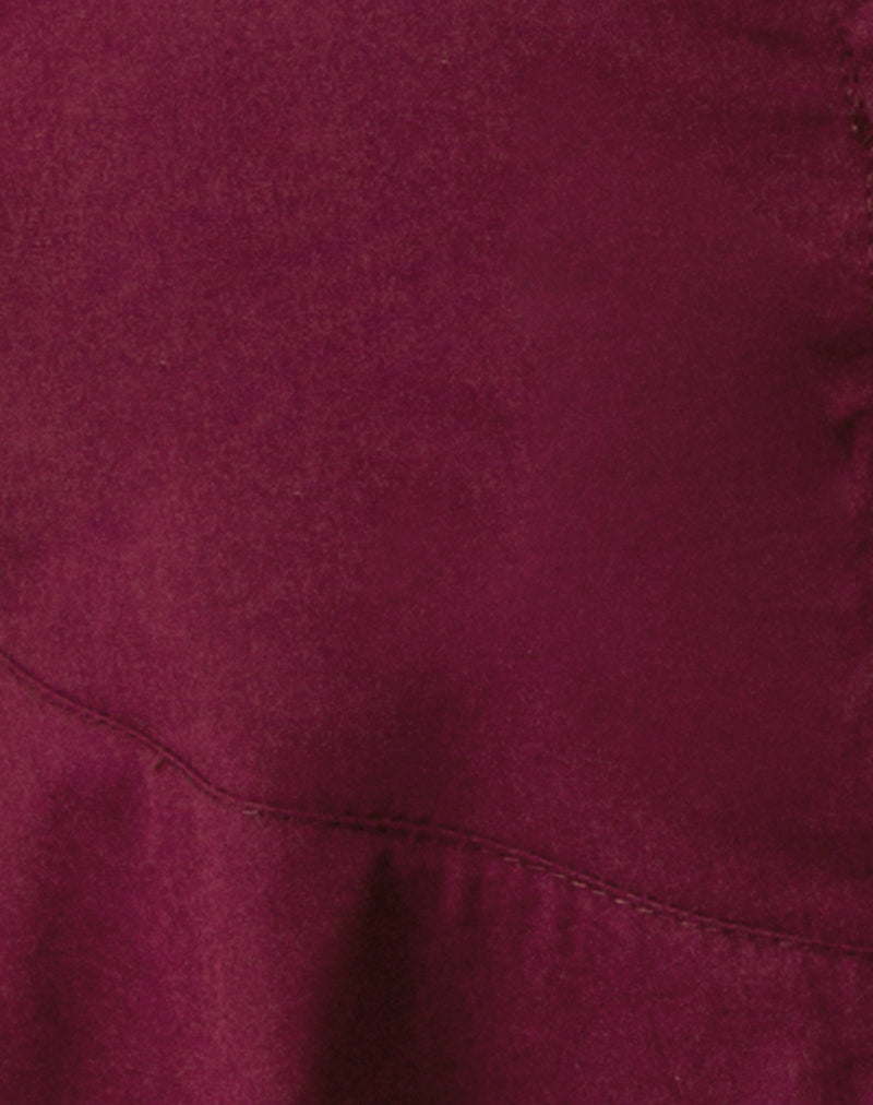 Image of Devlin V Neck Blouse in Poplin Burgundy