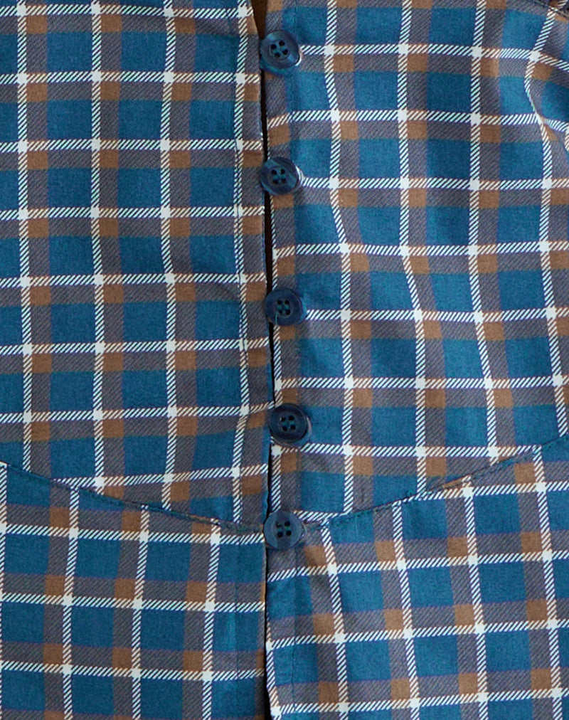 Image of Devlon Blouse in Medium Tartan Blue