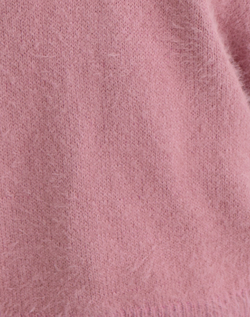 Image of Dikara Jumper with Scarf in Knit Dusty Pink