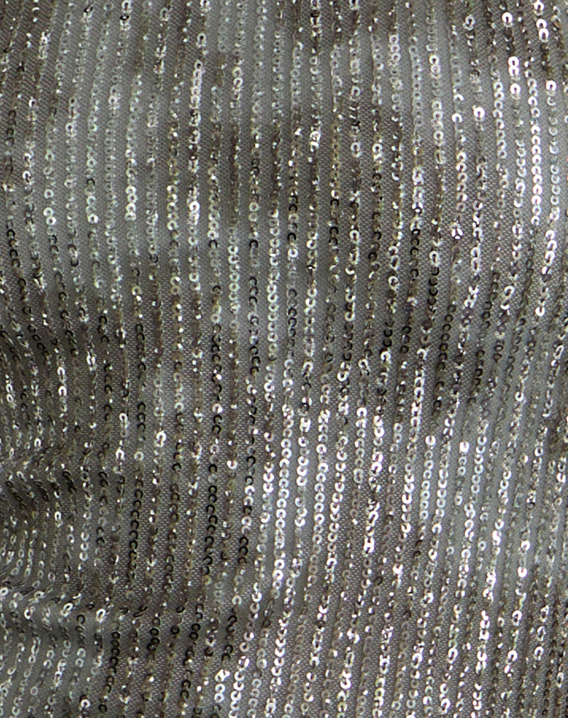 Image of Dikta Asymmetric Mini Dress in Sequin Green Grey