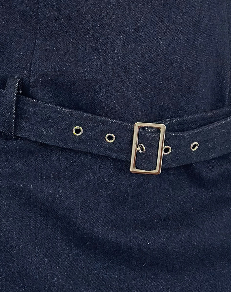 Image of Dilshan Belted Mini Dress in Chambray Indigo