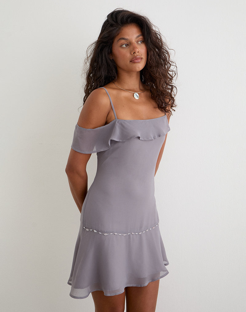 Image of Dinanti Mini Dress in Chiffon Lilac Grey